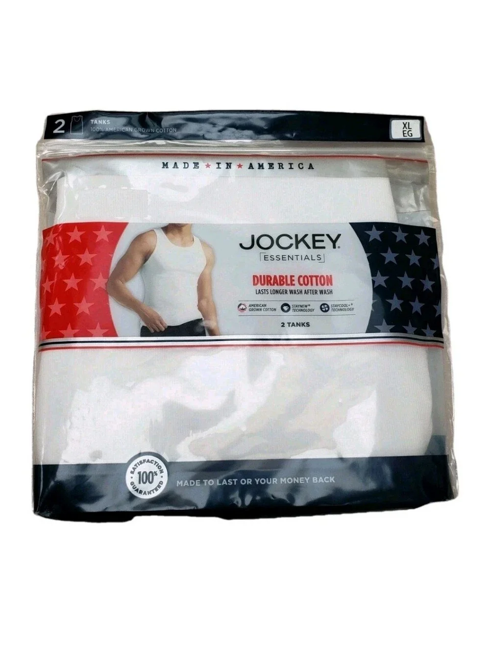 JOCKEY ESSENTIALS®: MEN'S MADE IN AMERICA®: 100% COTTON TANK TOP: 2 PK: SIZE: XL